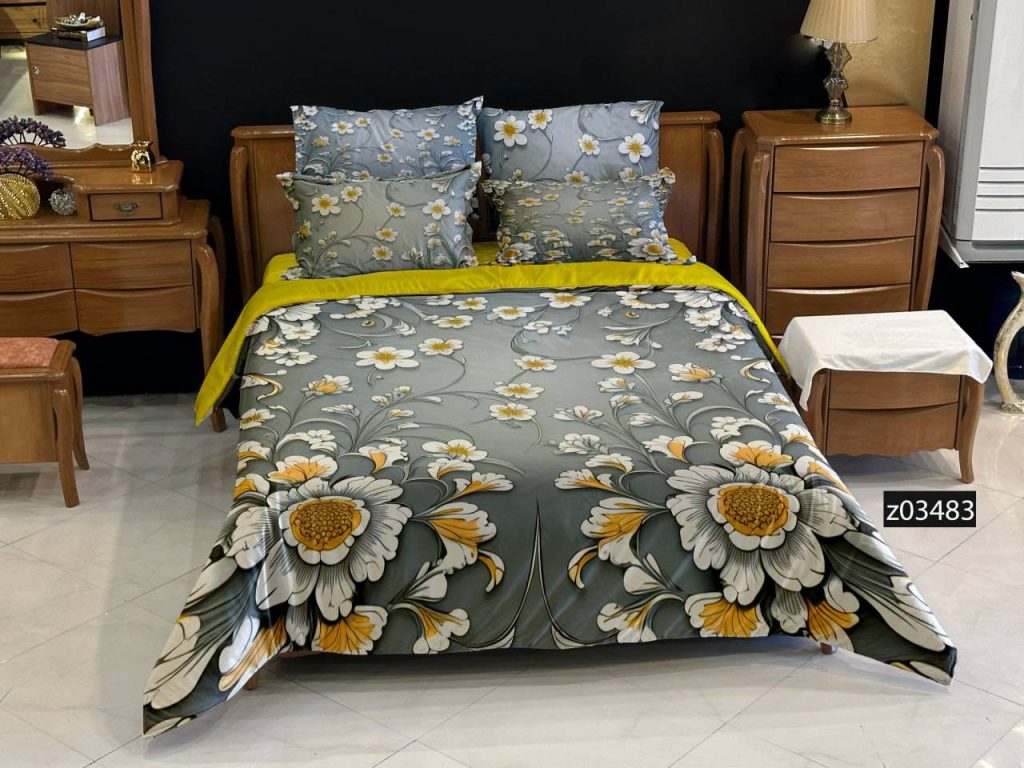 سرویس لحاف روتختی مدل بابونه نقره‌ای