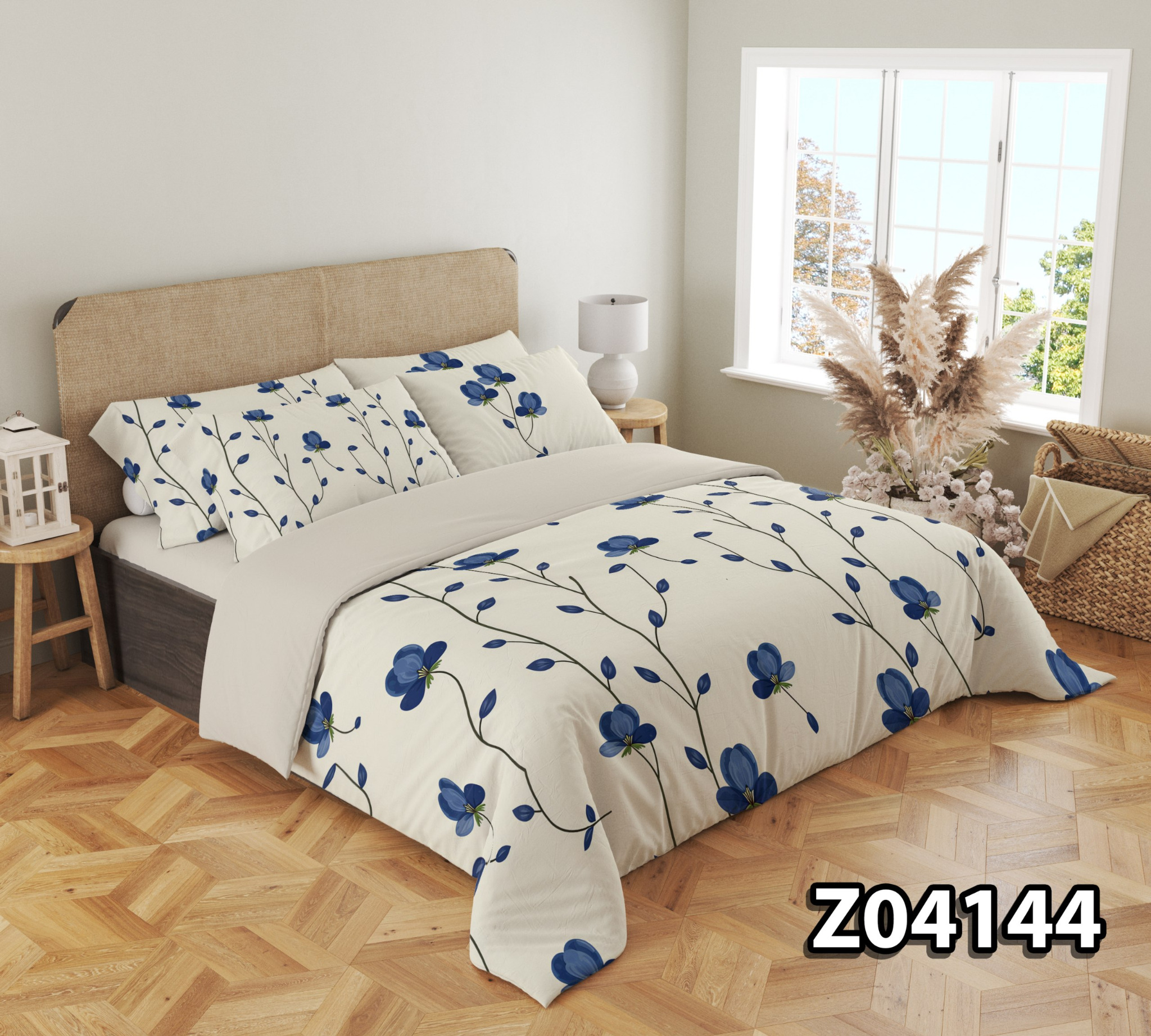 Z04144-شاخه-گل-آبی-ساده-01 سرویس لحاف روتختی مدل گل نیلی